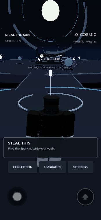 STEAL THE SUN tested at a phone viewport with touch controls.