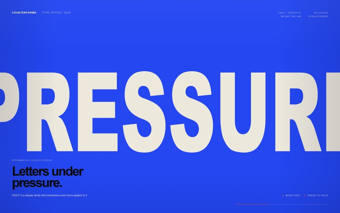 Fault at rest: the word PRESSURE set across an ultramarine field.